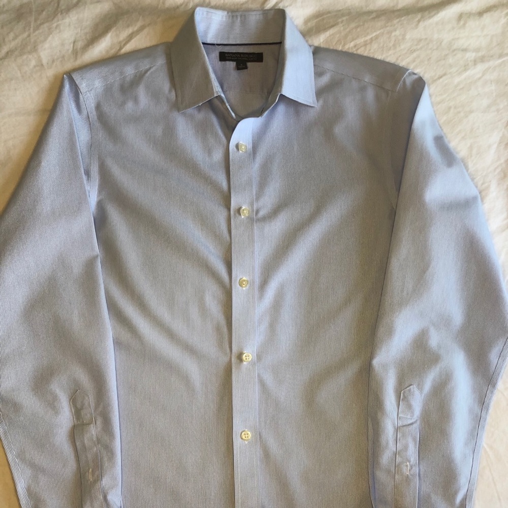 Banana Republic Men Tailored Fit Blue Long Sleeve
